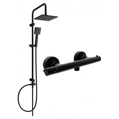 Mexen Tord set de duș suprapus cu duș și baterie de duș termostatică Slim, negru - 77105200-70