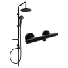 Mexen Erik set de duș aparente cu ploaie și baterie de duș termostatică Slim, negru - 77105205-70
