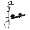 Mexen Carl set de duș montat pe perete cu pară de duș și baterie de duș termostatică Slim, negru - 77105240-70