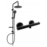 Mexen Slim Carl set de duș montat pe perete cu ploaie și baterie de duș termostatică, negru - 77105240-70