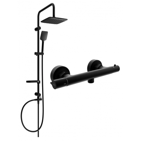 Mexen Slim Sven set de duș montat la suprafață cu duș de ploaie și baterie de duș termostatică, negru - 77105262-70