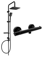 Mexen Slim Sven set de duș montat la suprafață cu duș de ploaie și baterie de duș termostatică, negru - 77105262-70