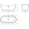 Mexen Montana cadă freestanding 170 x 80 cm, alb, scurgere aurie - 52011708000-50