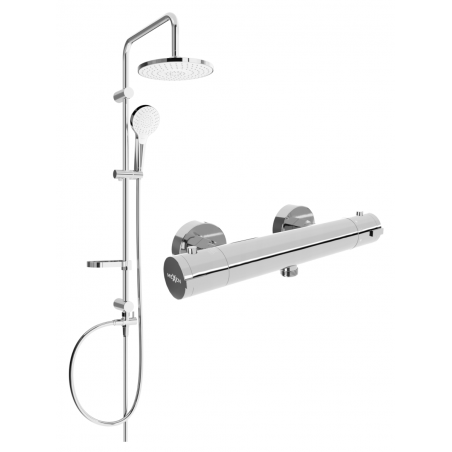 Mexen Erik set de duș cu pară de tip ploaie și baterie de duș termostatică Kai, Crom - 77100205-00