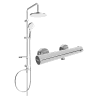 Mexen Erik set de duș cu pară de tip ploaie și baterie de duș termostatică Kai, Crom - 77100205-00