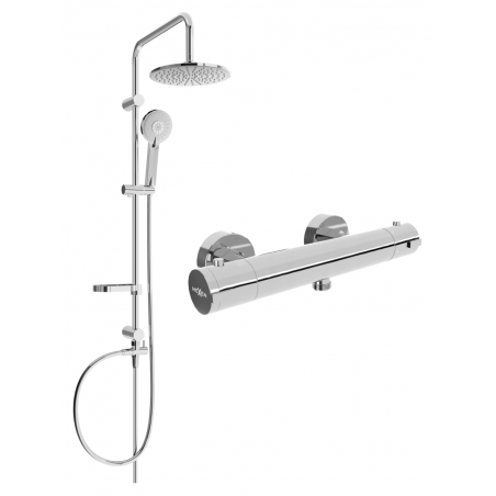 Mexen Carl set de duș cu pară de tip ploaie și baterie de duș termostatică Kai, Crom - 77100240-00