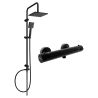 Mexen Tord set de duș cu pară de tip ploaie și baterie de duș termostatică Kai, Neagră - 77100200-70