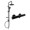Set de duș aplicat Mexen Carl cu pară de duș și baterie de duș termostatică Kai, negru - 77100240-70