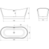 Mexen Montana cadă freestanding 180 x 80 cm, alb/negru, scurgere neagră - 52011808075-70