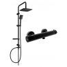 Mexen Kai Sven set de duș montat pe perete cu duș de ploaie și baterie de duș termostatică, negru - 77100262-70
