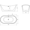 Mexen Montana cadă freestanding 180 x 90 cm, alb, cu preaplin aur roz - 52011809000-60