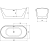 Mexen Montana cadă freestanding 180 x 90 cm, alb, supraplin gri armat - 52011809000-66