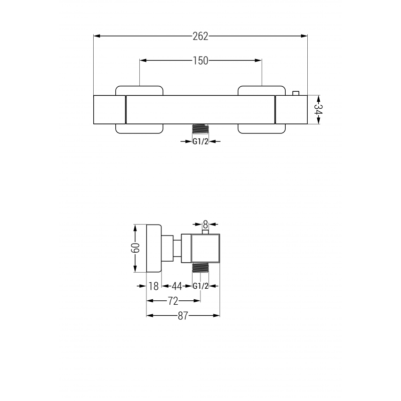 Mexen Carl set de duș aparente cu duș de ploaie și baterie de duș termostatică Cube, crom - 77200240-00