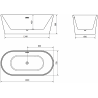 Mexen Luna cadă freestanding 160 x 75 cm, alb, suprafață din cupru periat - 52031607500-65