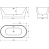 Mexen Luna cada freestanding 160 x 75 cm, alb, overflow negru - 52031607500-70