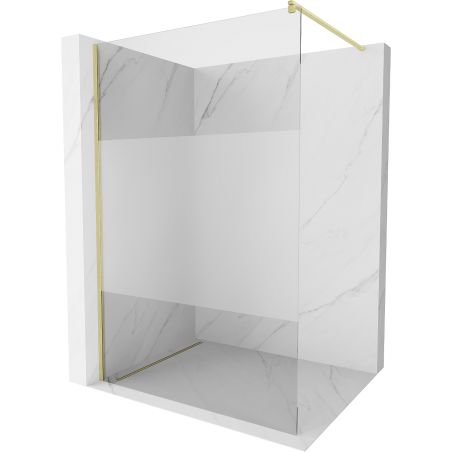 Mexen Kioto Walk-in zuhanyfal 70 x 200 cm, átlátszó/frosted 8 mm, arany kefélt - 800-070-101-55-35