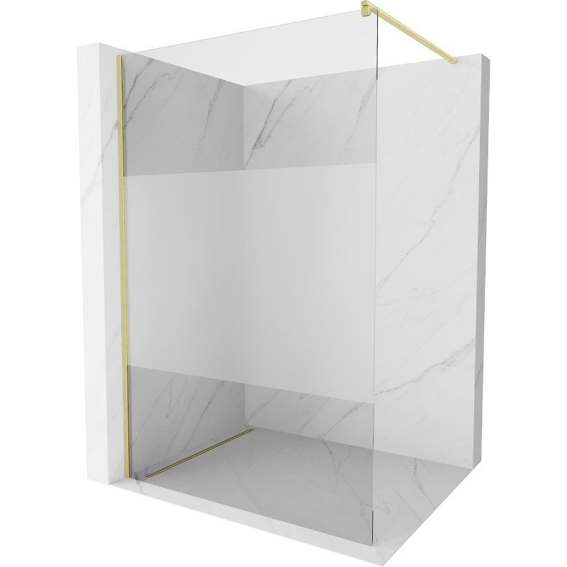 Mexen Kioto Walk-in zuhanyfal 90 x 200 cm, átlátszó/matt 8 mm, arany kefélt - 800-090-101-55-35