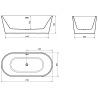 Mexen Luna cada freestanding 170 x 80 cm, alb, evacuare neagră - 52031708000-70