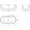 Mexen Luna cadă de baie freestanding 170 x 80 cm, alb/negru, preaplin nichel periat - 52031708075-97