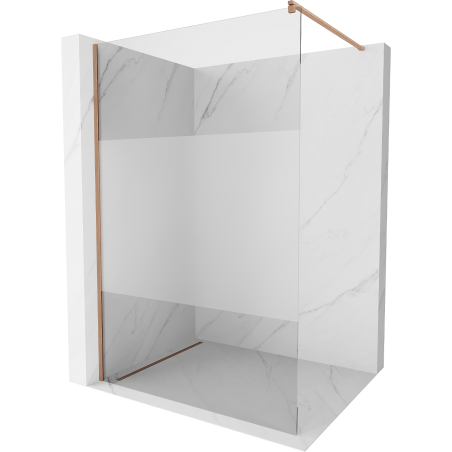 Mexen Kioto zuhanyfal Walk-in 130 x 200 cm, átlátszó/szatén 8 mm, kefélt réz - 800-130-101-65-35
