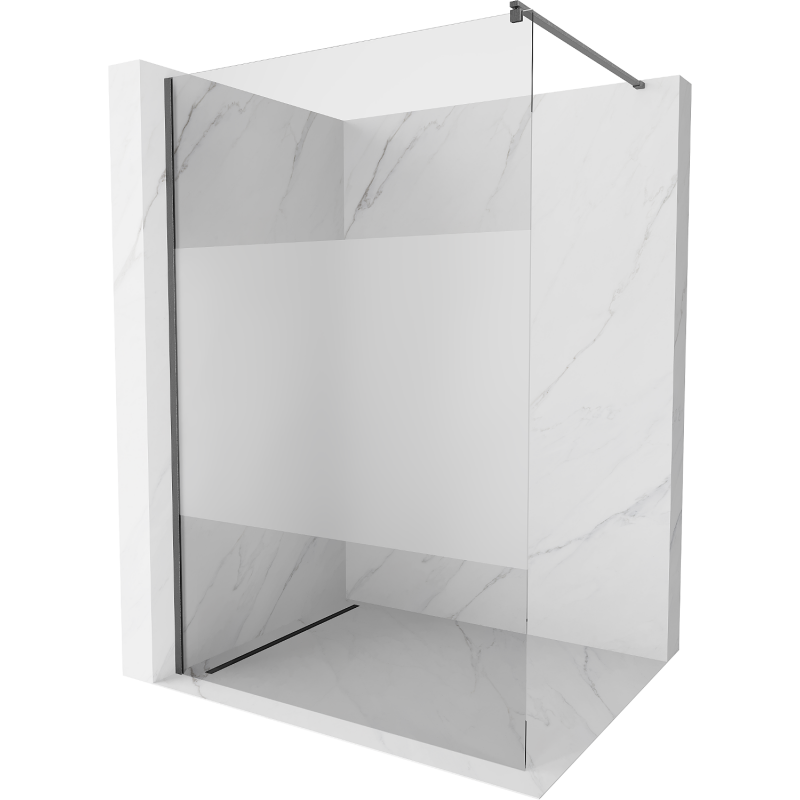 Mexen Kioto perete de duș Walk-in 90 x 200 cm, transparent/mat 8 mm, gri armat periat - 800-090-101-66-35