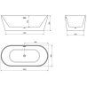 Mexen Luna cadă freestanding 180 x 80 cm, alb, preaplin alb - 52031808000-20