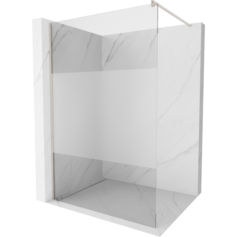 Mexen Kioto Walk-in zuhanyfal 100 x 200 cm, átlátszó/frosted 8 mm, kefélt nikkel - 800-100-101-97-35