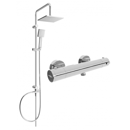 Mexen Tord set de duș aplicat cu ploaie și baterie de duș termostatică Kai, crom - 77100200-00