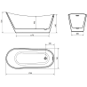 Cada Alta cada freestanding 170 x 75 cm, alb, cu scurgere aurie - 52141707500-50