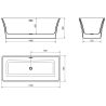 Mexen Tonia cadă independentă 170 x 75 cm, albă, overflow gun gray periat - 52171707500-66