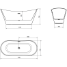 Mexen Celia cadă freestanding 170 x 75 cm, alb/negru, supraplin auriu - 52331707575-50