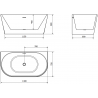 Mexen Oval cadă freestanding cu perete 140 x 75 cm, alb, cu preaplin negru - 52671407500-70