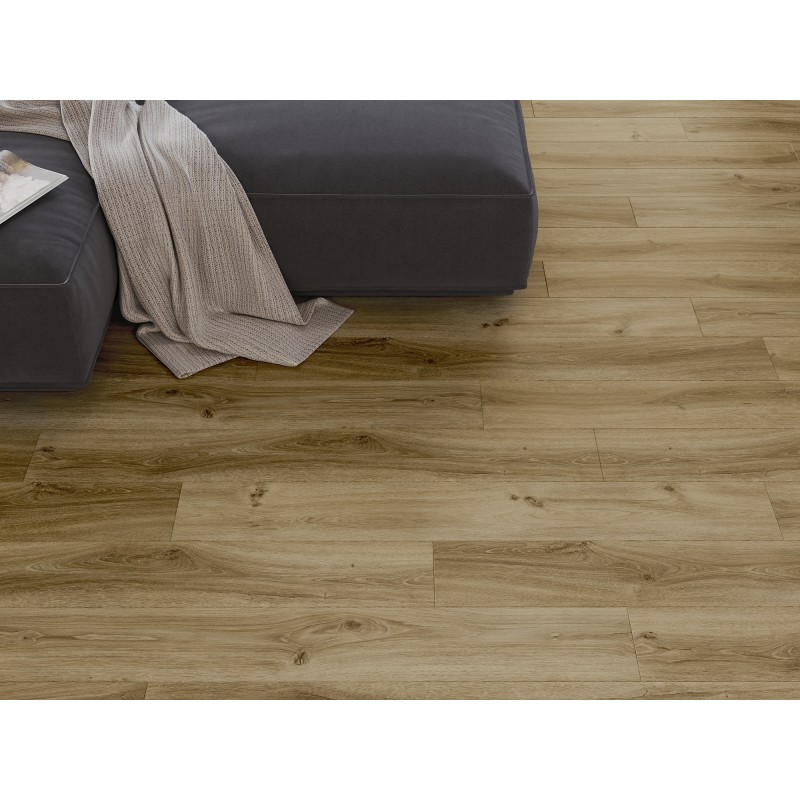 Mexen Amsterdam vinyl padlóburkolatok 1240 x 182 mm SPC 6,5 mm, IXPE 1,5 mm alátét, 4 V-fuga, Tölgy