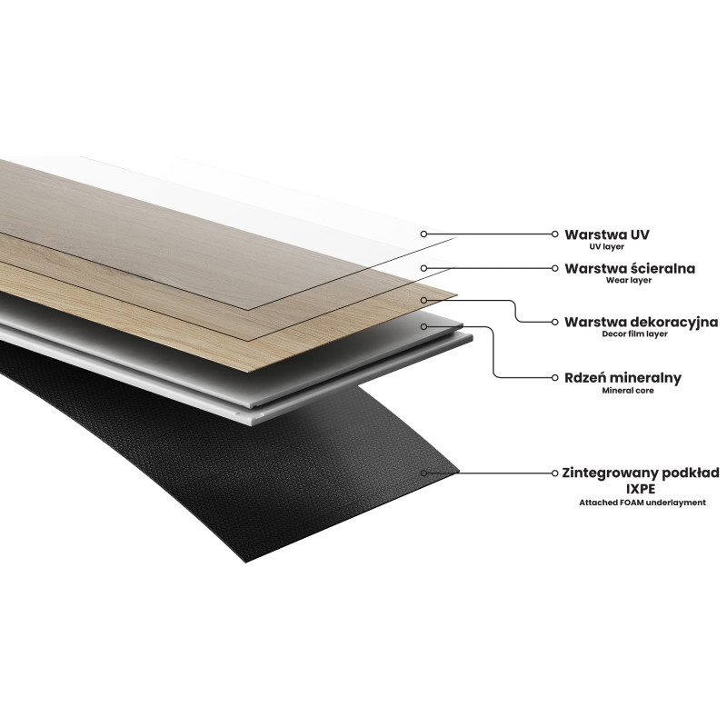 Mexen Mount Vernon panouri vinilice 1240 x 182 mm SPC 6,5 mm, substrat IXPE 1,5 mm, 4 teșituri în V, Stejar