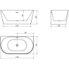 Mexen Oval fürdőszobai szabadon álló falra szerelhető kád 140 x 75 cm, fehér/fekete, kefélt nikkel lefolyó - 52671407575-97