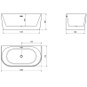 Mexen Oval szabadon álló, falra szerelhető fürdőkáds 150 x 75 cm, fehér, brushed réz túlfolyó - 52671507500-65