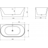 Mexen Oval cadă freestanding cu perete 160 x 80 cm, alb/negru, preaplin alb - 52671608075-20