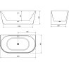 Mexen Oval szabadon álló falhoz illeszkedő fürdőkád 160 x 80 cm, fehér/fekete, elvezetés réz csiszolt - 52671608075-65