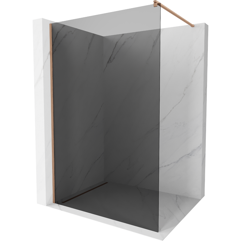 Mexen Kioto panou de duș Walk-in 80 x 200 cm, grafit 8 mm, cupru periat - 800-080-101-65-40