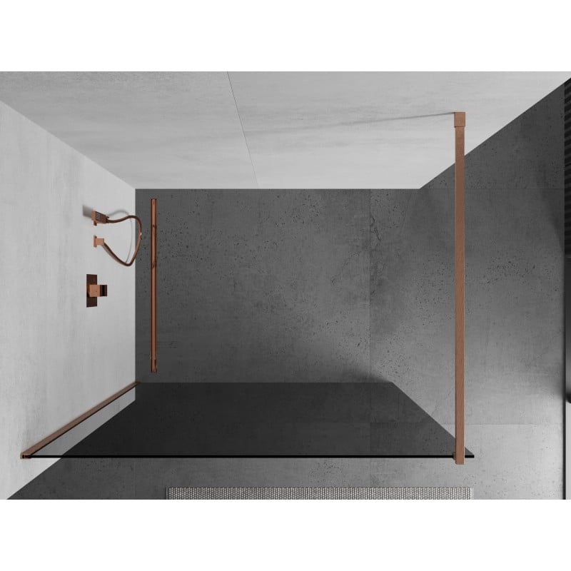 Mexen Kioto panou de duș Walk-in 140 x 200 cm, grafit 8 mm, cupru periat - 800-140-101-65-40