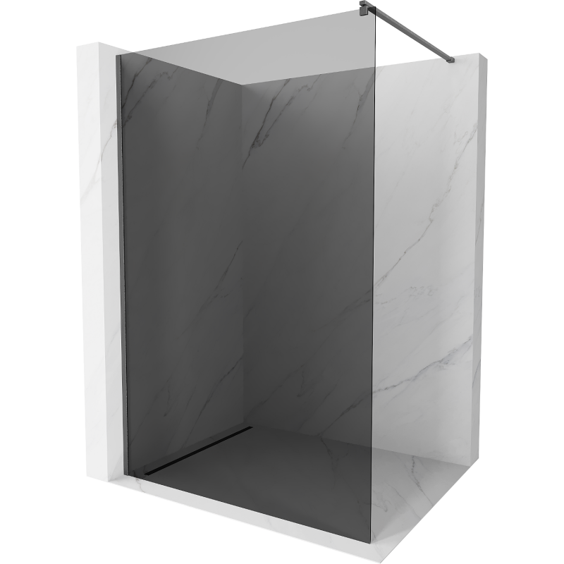 Mexen Kioto zuhanyfal Walk-in 90 x 200 cm, grafit 8 mm, gun gray kefézett - 800-090-101-66-40