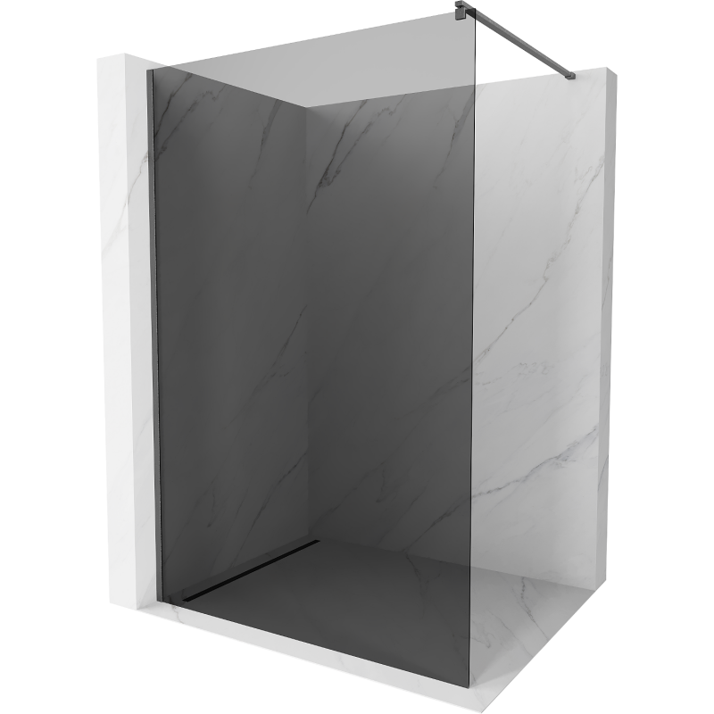Mexen Kioto Walk-in zuhanyfal 130 x 200 cm, grafit 8 mm, gun gray kefélt - 800-130-101-66-40