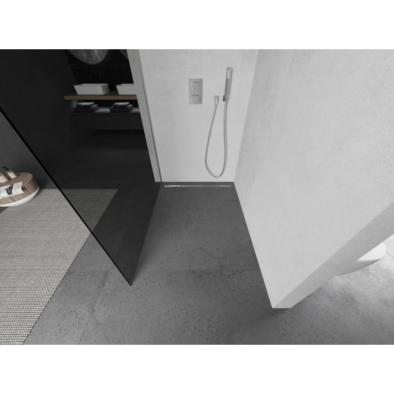 Mexen Kioto zuhanyfal Walk-in 80 x 200 cm, grafit 8 mm, szálcsiszolt nikkel - 800-080-101-97-40