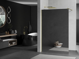 Mexen Kioto perete cabina de duș Walk-in 100 x 200 cm, oglindă 8 mm, aur periat - 800-100-101-55-50