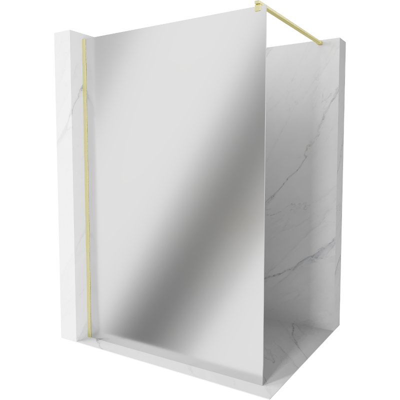 Mexen Kioto Walk-in zuhanyfal 130 x 200 cm, tükör 8 mm, arany kefélt - 800-130-101-55-50
