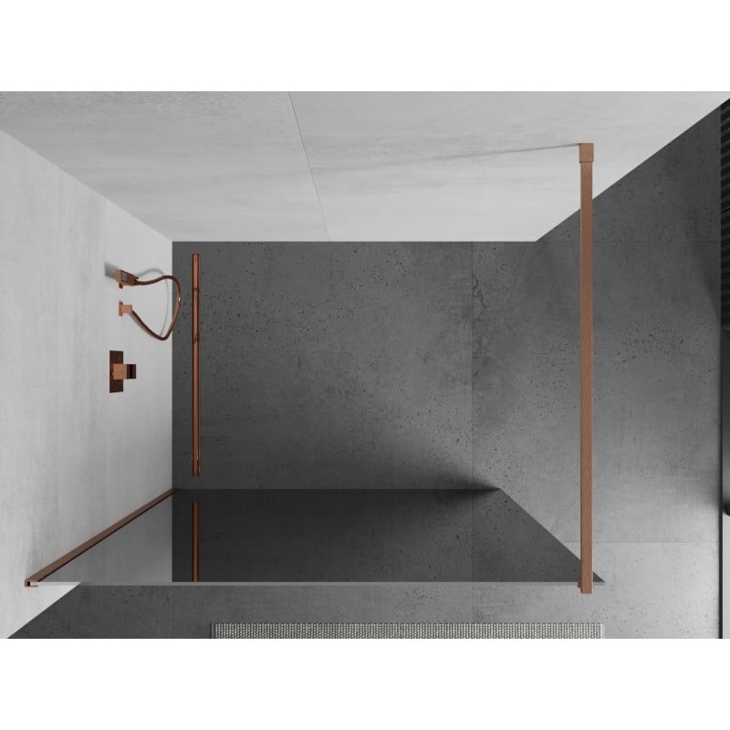 Mexen Kioto panou de duș Walk-in 140 x 200 cm, oglindă 8 mm, cupru periat - 800-140-101-65-50