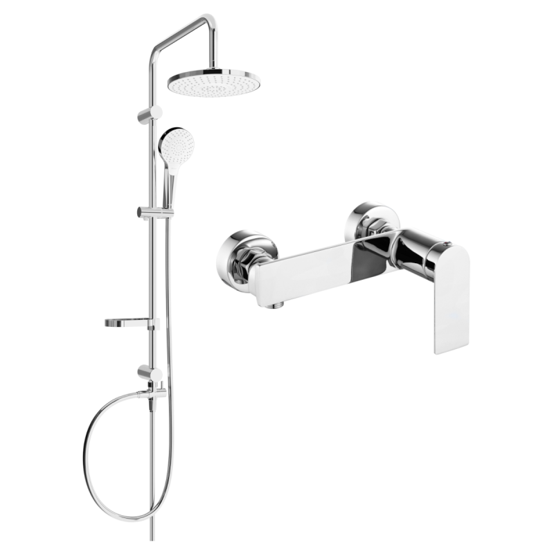 Mexen Zero Set de duș exterior Erik cu duș fix și baterie de duș, crom - 71140205-00