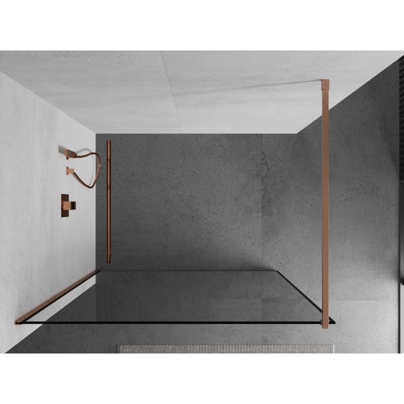 Mexen Kioto Walk-in zuhanyfal 80 x 200 cm, fekete keret 8 mm, kezelt réz - 800-080-101-65-70