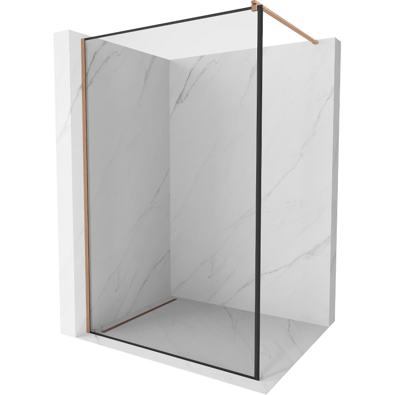 Mexen Kioto perete duș Walk-in 80 x 200 cm, tip negru 8 mm, cupru periat - 800-080-101-65-70