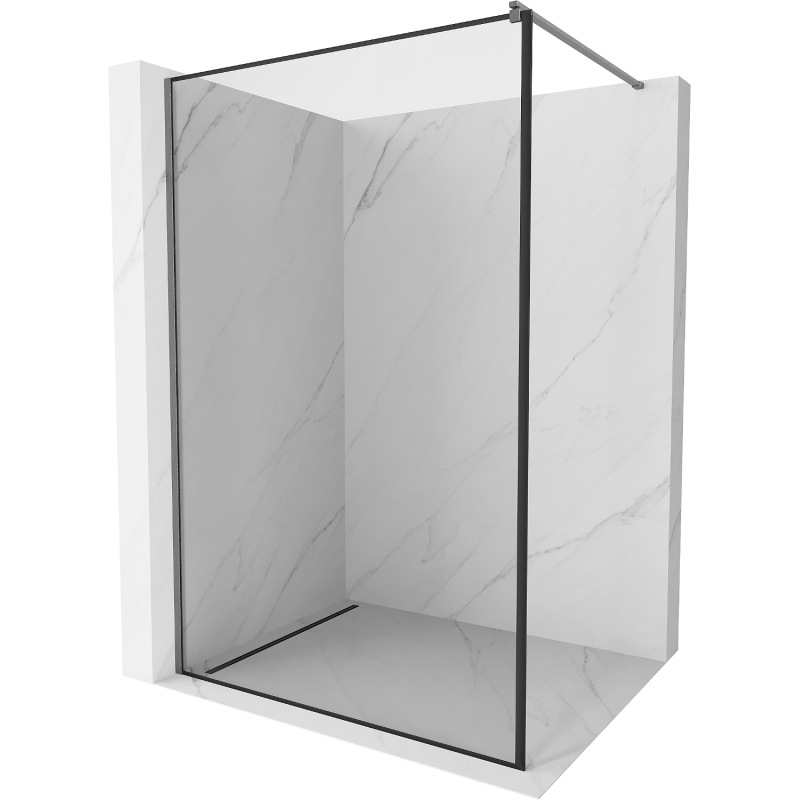 Mexen Kioto panou de duș Walk-in 80 x 200 cm, ramă neagră 8 mm, gri armat periat - 800-080-101-66-70